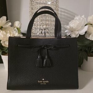 Kate Spade Black Leather Tote Bag With Long Strap